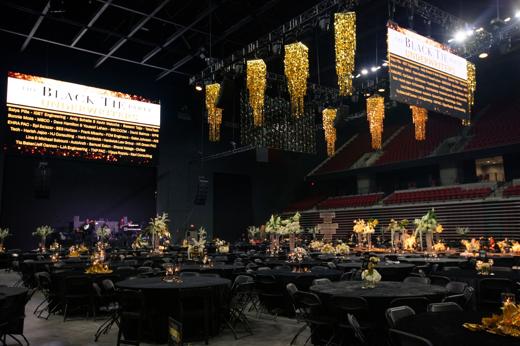 Conference tables inside arena
