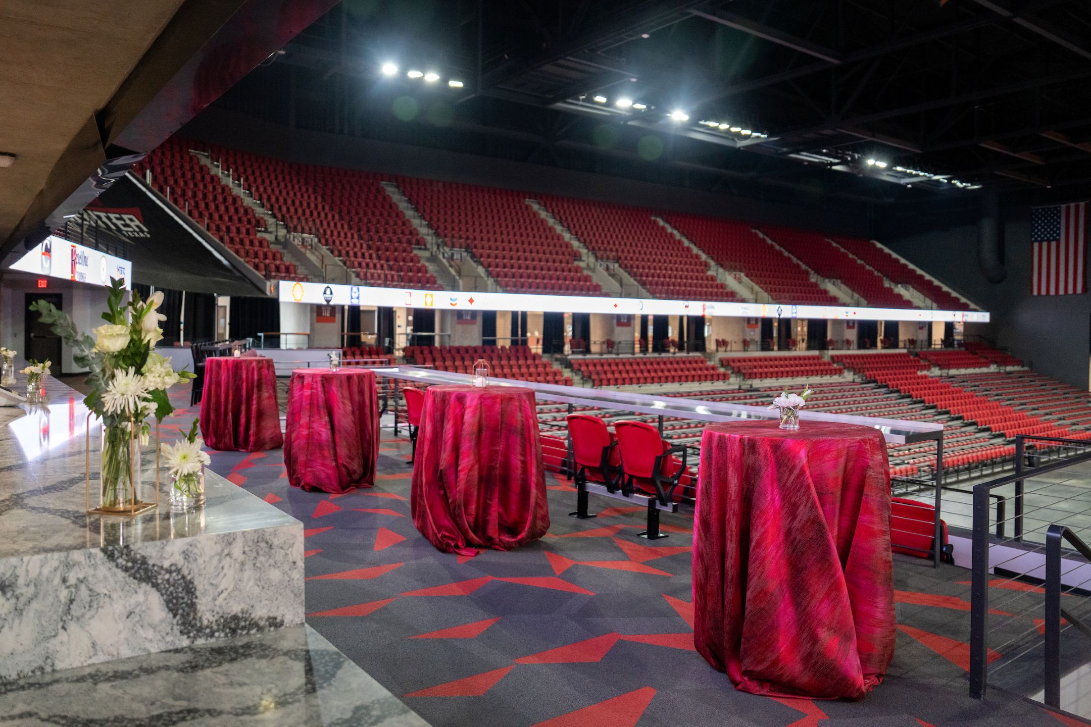 Table setup in arena VIP area